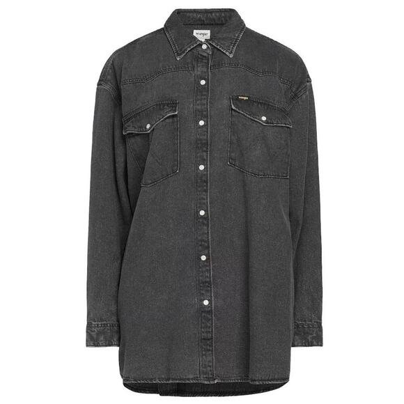 Wrangler Denim Shirt Womens S Long Sleeve Pearl Snap Chest Pocket Button Up NWT - Picture 3 of 16